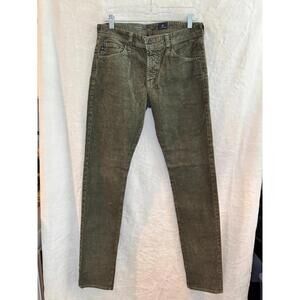 AG Adriano Goldschmied The Dylan Slim Skinny Olive Green Corduroy 32x34 New
